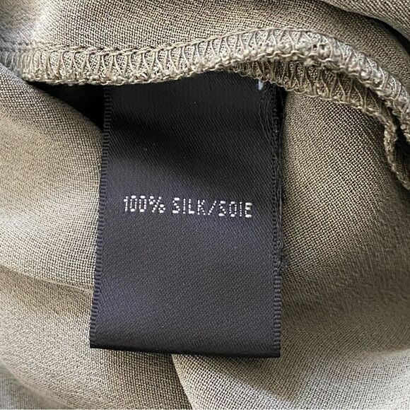 Lafayette 148 Skirt 100% Silk Olive Taupe Pockets Elastic Waist - Picture 8 of 11